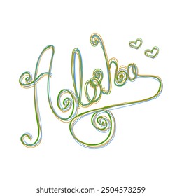 Aloha heart line art, Graphic design print t-shirts fashion, illustration, vector, posters, cards, stickers, mug