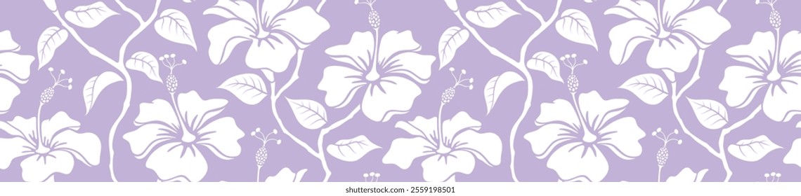 Aloha hibiscus flower Hawaiian tropical seamless pattern. nature floral abstract back ground.