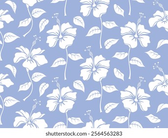 Aloha hibiscus flower Hawaiian tropical seamless pattern. nature floral abstract back ground.