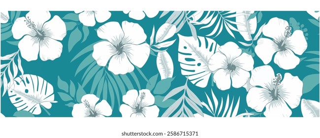 Aloha Hibiscus Flower Seamless Pattern Hawaiian Tropical Vibe