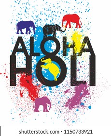 Aloha holi graphic design vector art