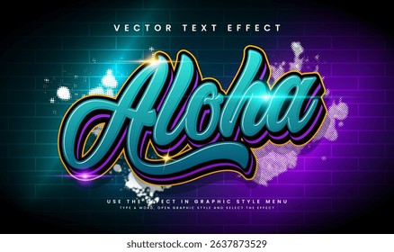 Aloha hype colorful, editable text effect. Suitable for street art or graffiti concept.