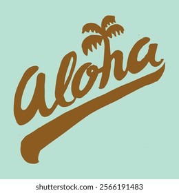 aloha lettering vintage vector illustration