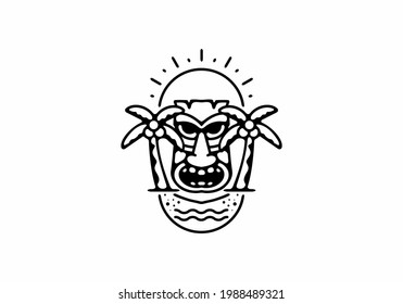 Aloha line art illustration badge design