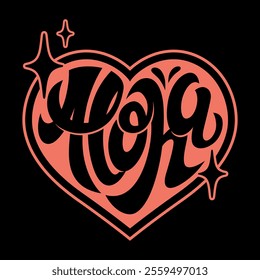 Aloha logo in a heart shape. For t-shirts, stickers and other similar products.