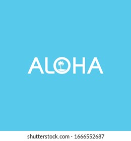 Aloha Logo Summer Concept Vector  Blue