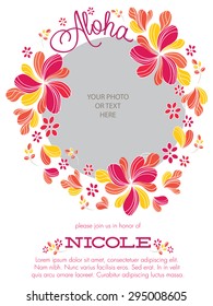 Aloha, Luau, Tropical Photo Party Invite Template - Vector