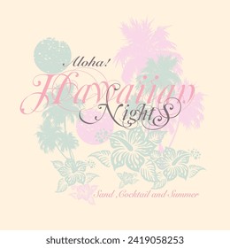 aloha night slogan t shirt desing