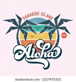 Aloha - Isla Paraíso - Diseño De Camiseta Para Imprimir