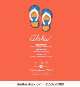 Aloha Party Invitation Design for Event Flip Flops Vector Illustration