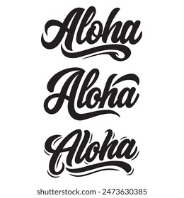 Aloha Set Schriftzug. In: Vektorgrafik Calligraphy Illustration.