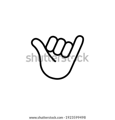 Aloha, shaka hand, surfing hand simple thin line icon vector illustration