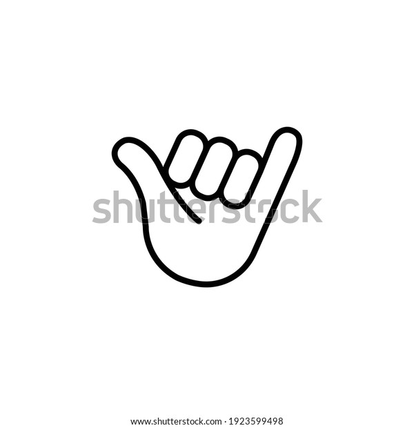 アロハ 釈迦手 サーフィンの手の単純な細い線のアイコンベクターイラスト のベクター画像素材 ロイヤリティフリー