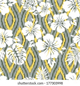 Aloha Shirt Ikat Seamless Background Pattern 