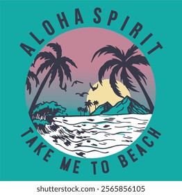 Aloha spirit beach artwork for tshirt screen printing 