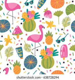 Aloha Summer! Bright seamless vector pattern.