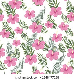 Aloha Summer Floral Seamless Pattern on Tropical Vibes