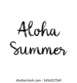 Aloha summer hand lettering on white background.