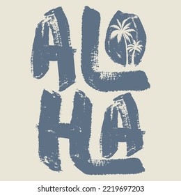 Aloha summer. Modern brush calligraphy. Ink illustration. Vector calligraphy illustration.