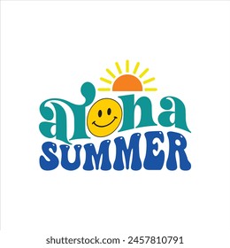 Aloha Summer T-shirt Retro Summer quote Craft File