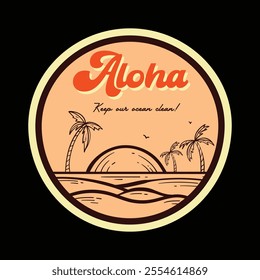 Aloha Summer typographic vector graphic.