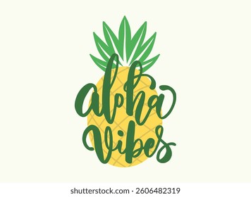 Aloha summer vibes lettering vector illustration