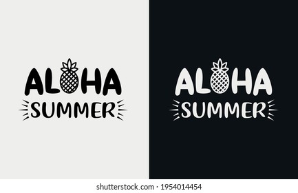 Aloha verano, hola caligrafía de verano, ilustración de escritura a mano vector