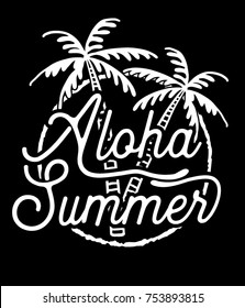 Aloha summer.Logo.Vector.Black and white