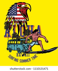 Aloha surfer vector art