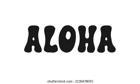 Aloha surfing lettering. Vector calligraphy illustration. Hawaiian handmade tropical exotic t-shirt graphics. Summer apparel print design.