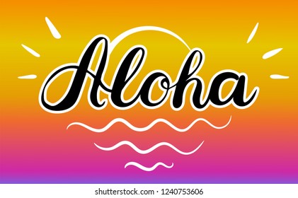 Aloha text. Brush calligraphy. Vector isolated illustration