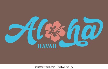 Aloha-Text, Emblem und Logo einzeln auf Weiß. Handgezeichnet Aloha Hawaiian Wort für hawaii Shirt Druck oder Zeichen. Briefe oder Sommerparty, Flyer und Plakatdesign.