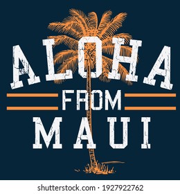 Aloha-Textvektor mit Palme für Tee und Poster