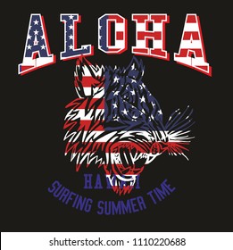 Aloha tiger graphic design vector art