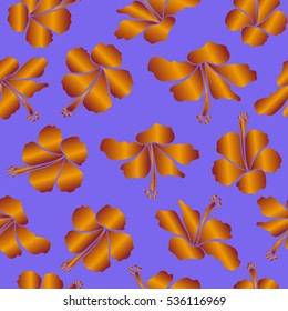 Aloha T-Shirt design. Vector seamless pattern. Best creative design for poster, flyer, presentation. Aloha Hawaii, Luau Party invitation with violet, yellow and red hibiscus flowers.