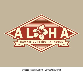 tipo aloha y flor de hibisco. Para camisetas, pegatinas y otros productos similares.