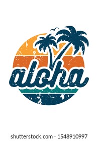Aloha Typographical Design Aloha Hawaii Grunge Stock Vector Royalty Free