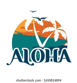 Aloha. A typographical design for aloha and Hawaii. Grunge design aloha Hawaii.