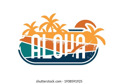 Aloha. A typographical design for aloha and Hawaii. Grunge design aloha Hawaii.