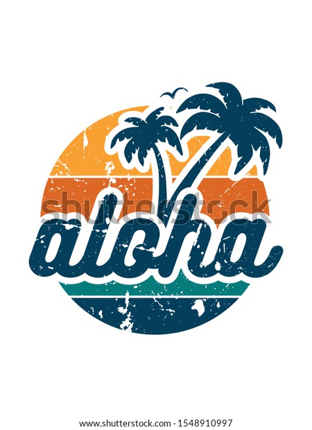 Aloha Typographical Design Aloha Hawaii Grunge Stock Vector (Royalty ...