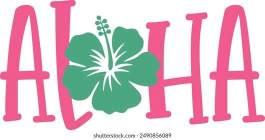 Aloha Typografie Design auf schlichtem weißem transparentem isoliertem Hintergrund für Karte, Hemd, Kapuzenpullover, Sweatshirt, Bekleidung, Tag, Becher, Icon, Poster oder Abzeichen
