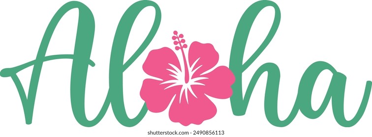 Aloha typography design on plain white transparent isolated background for card, shirt, hoodie, sweatshirt, apparel, tag, mug, icon, poster or badge