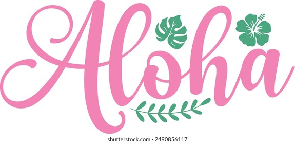 Aloha typography design on plain white transparent isolated background for card, shirt, hoodie, sweatshirt, apparel, tag, mug, icon, poster or badge