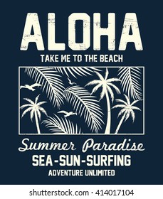 Aloha typography with floral illustration for t-shirt print , vector illustration.