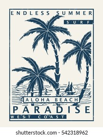 Aloha typography with floral illustration for t-shirt print , vector illustration.