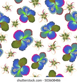 Aloha typography with hibiscus pattern. Floral illustration for t-shirt print, vector illustration on white background.