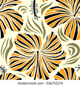 Aloha typography with neutral and yellow hibiscus floral illustration for t-shirt print, Vector illustration.