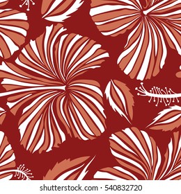 Aloha typography with orange and white hibiscus floral illustration for t-shirt print, seamless pattern Vector illustration.