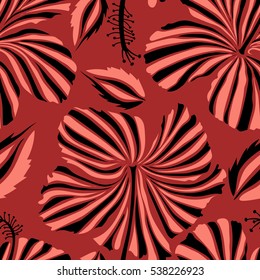 Aloha typography with pink and black hibiscus floral illustration for t-shirt print, seamless pattern Vector illustration.