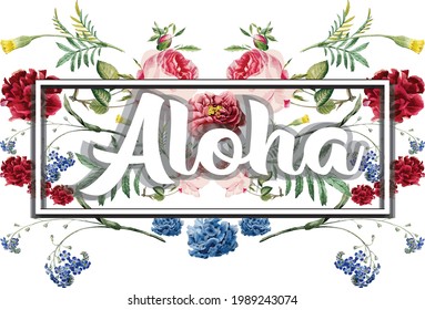Aloha Vector illustration Isolated on white background.